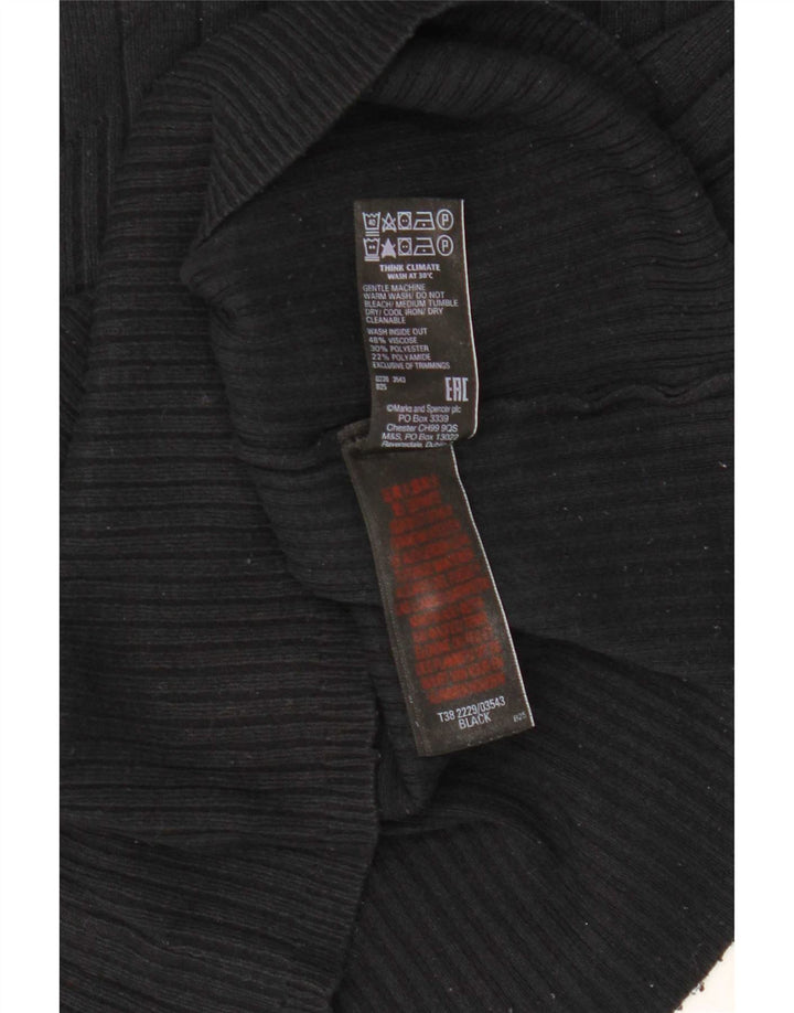 Suéter feminino Marks & Spencer com gola tartaruga Reino Unido 12 médio preto