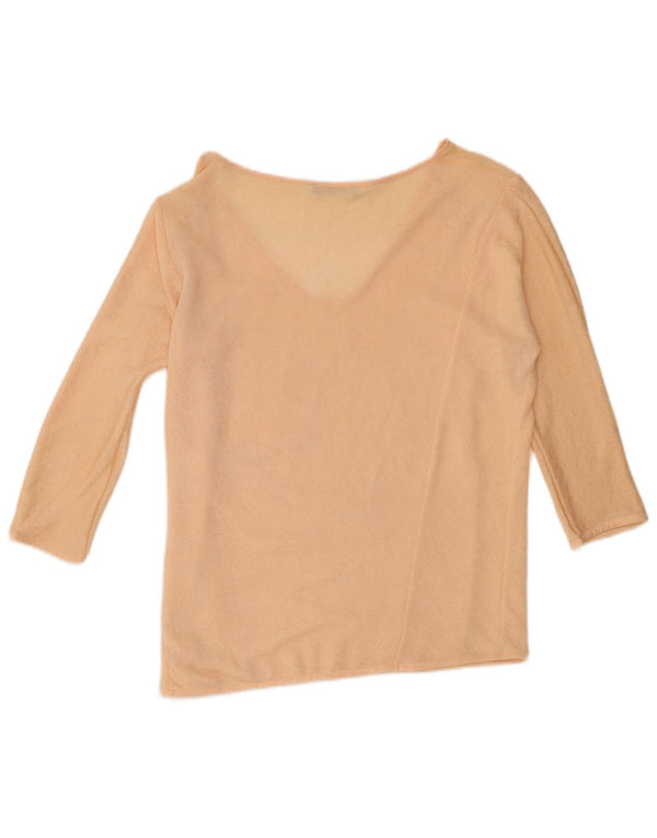 Top feminino Zara manga 3/4 UK 14 poliéster rosa médio