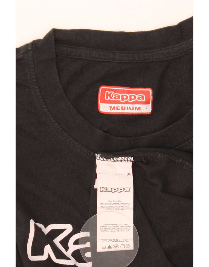 Camiseta gráfica masculina Kappa Top médio algodão preto