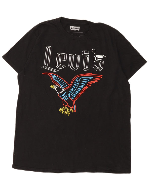 Camiseta gráfica masculina Levi's Top grande de algodão preto