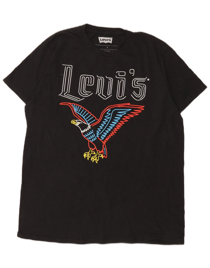 Camiseta gráfica masculina Levi's Top grande de algodão preto