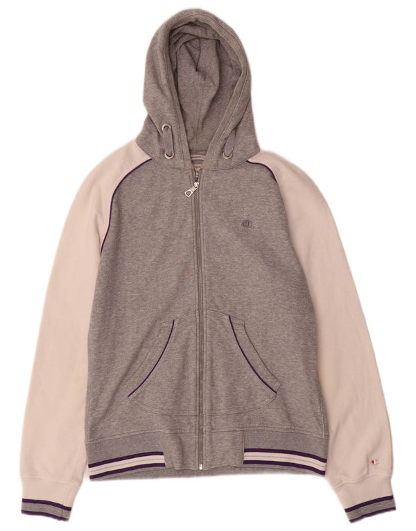 Suéter feminino Champion Heritage Fit Zip com capuz Reino Unido 14 cinza médio