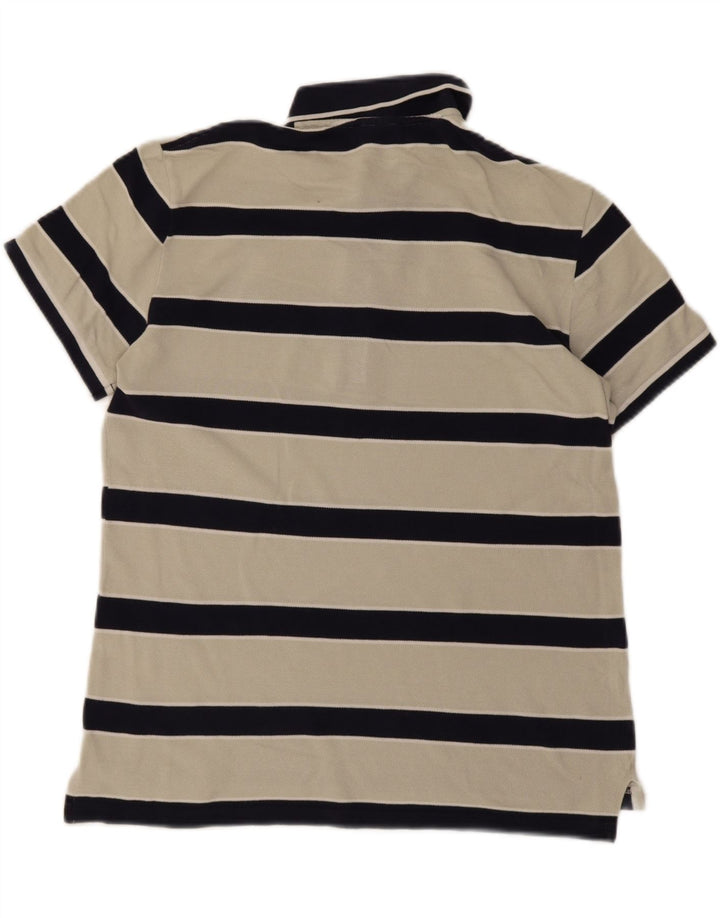 Camisa polo masculina Lacoste tamanho 4 médio branco listrado