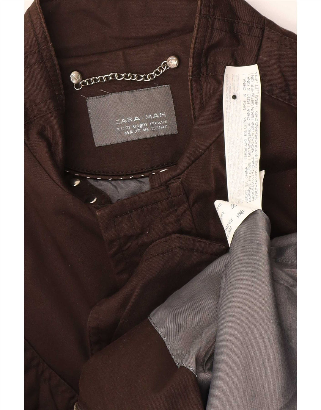 Jaqueta militar masculina Zara UK 38 algodão marrom médio