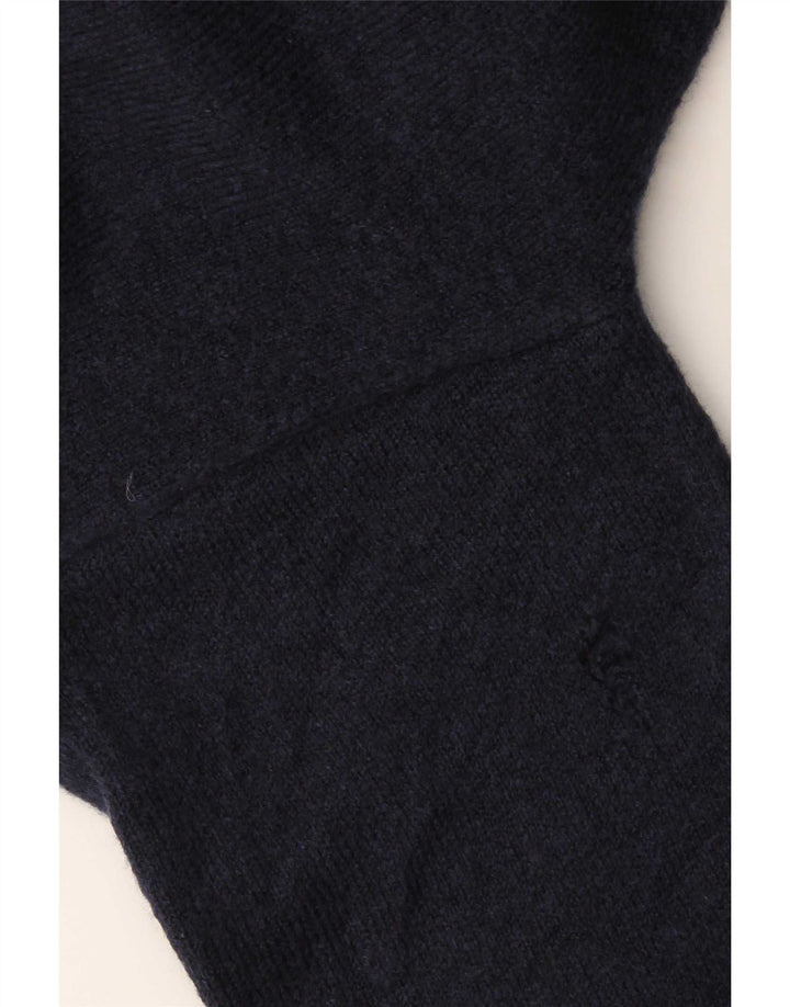 Suéter feminino Zara com gola alta e gola alta Reino Unido 10 pequeno azul marinho