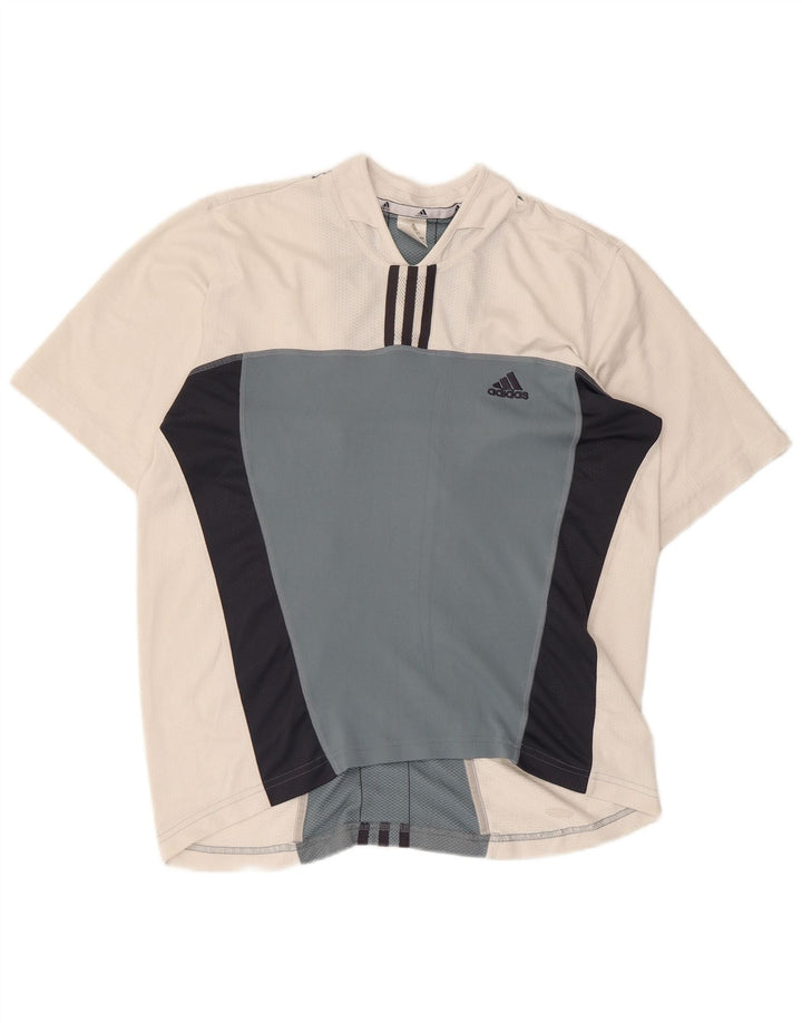 Camiseta masculina ADIDAS UK 40/42 médio branco colorblock poliéster