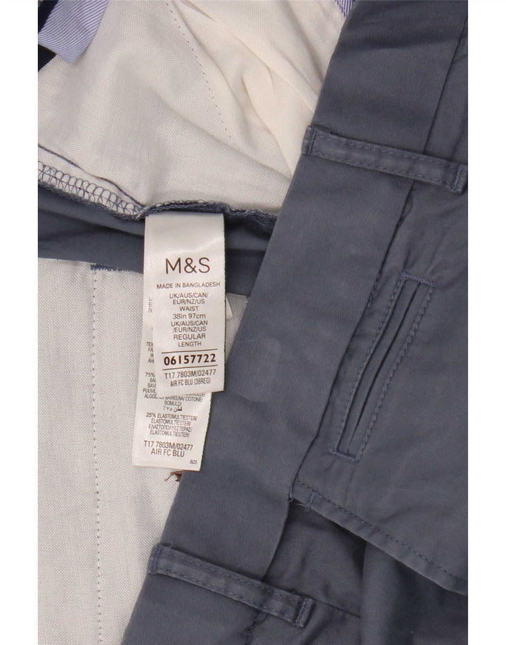 Shorts chino masculino Marks & Spencer W38 XL algodão azul