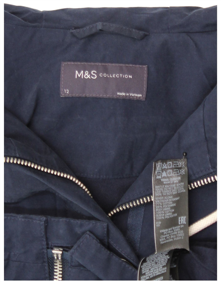 Jaqueta utilitária feminina com capuz Marks & Spencer Reino Unido 12 algodão azul marinho médio
