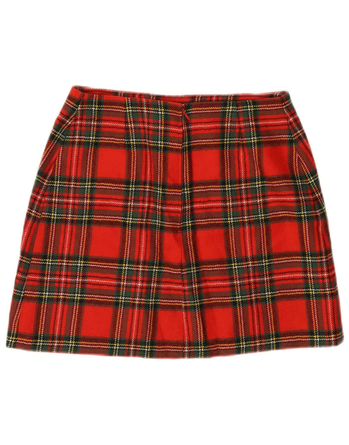 Saia vintage feminina linha A W26 pequena xadrez vermelha