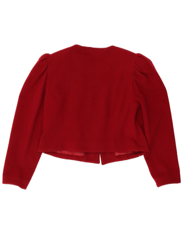Jaqueta blazer feminina vintage com corte de 3 botões IT 44 lã vermelha média