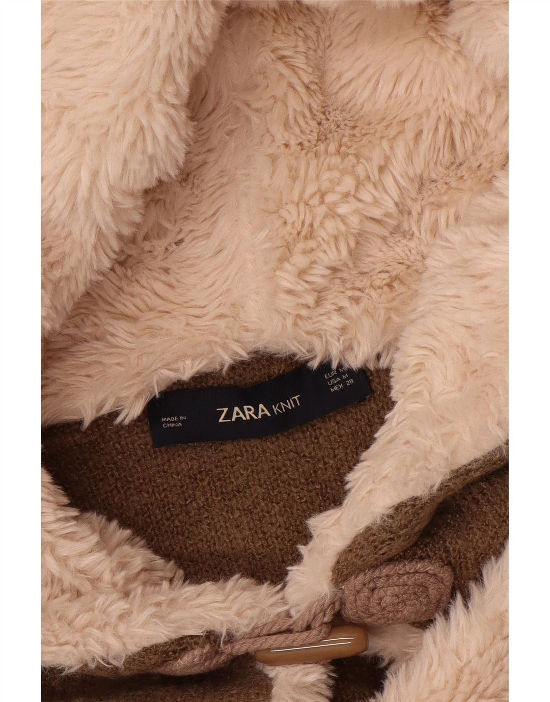 ZARA Suéter cardigã feminino oversized com capuz e palangre Reino Unido 14 marrom médio