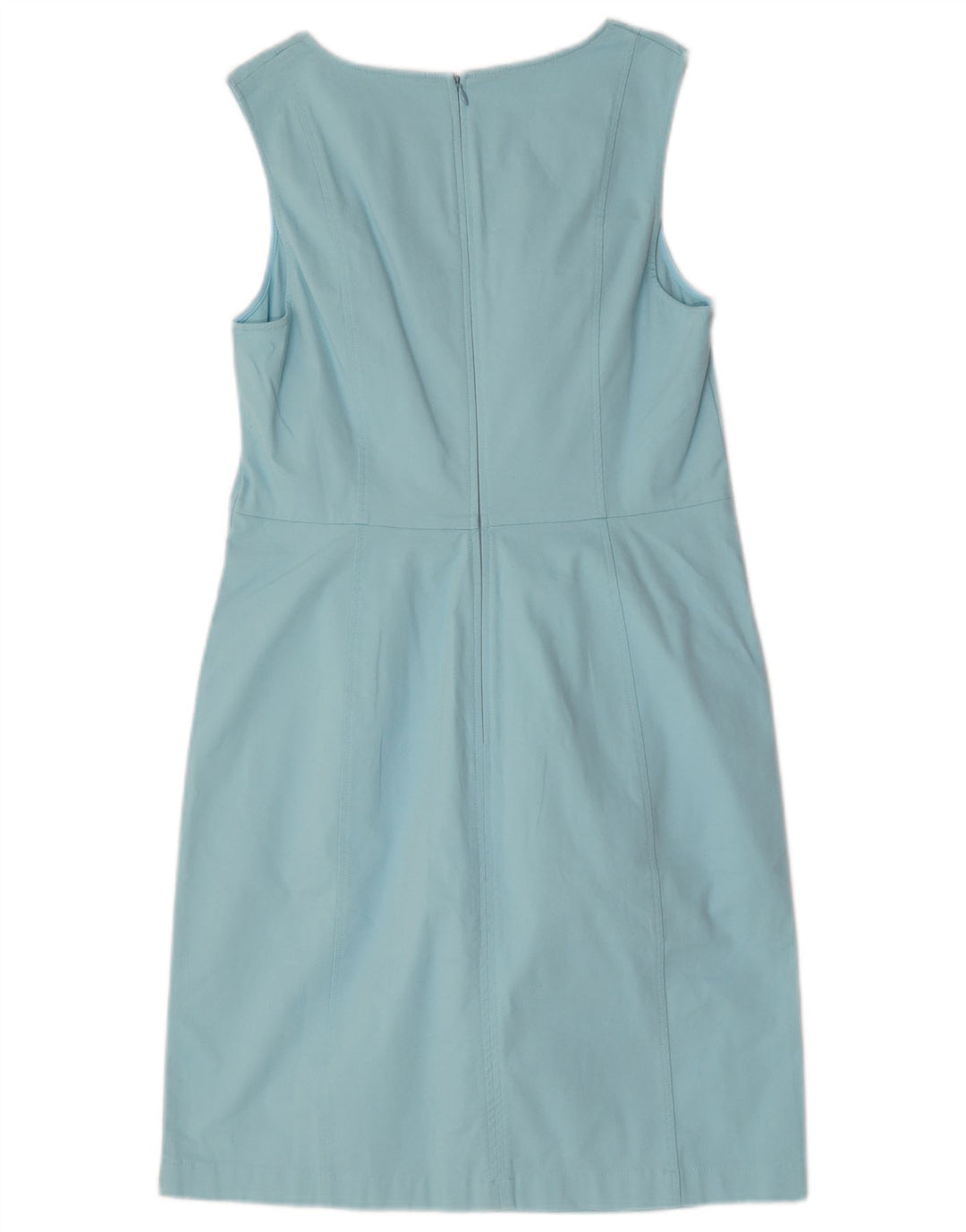 Vestido feminino Boden sem mangas com bainha UK 12 algodão azul médio