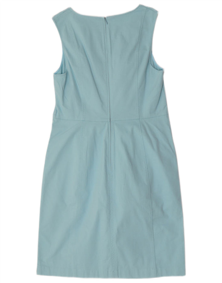 Vestido feminino Boden sem mangas com bainha UK 12 algodão azul médio