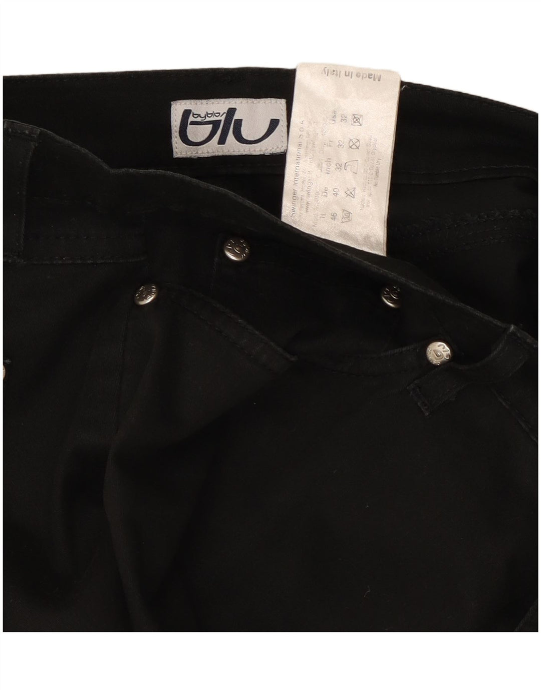 Calça jeans feminina Byblos com perna larga W32 L31 algodão preto