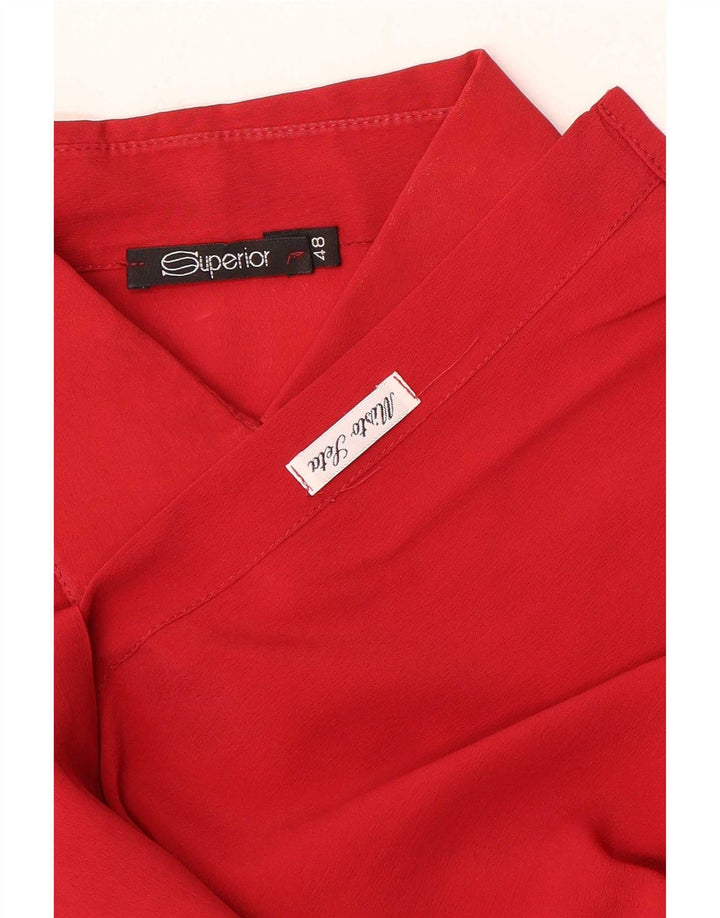 Blusa Camisa Feminina Superior IT 48 XL Seda Vermelha