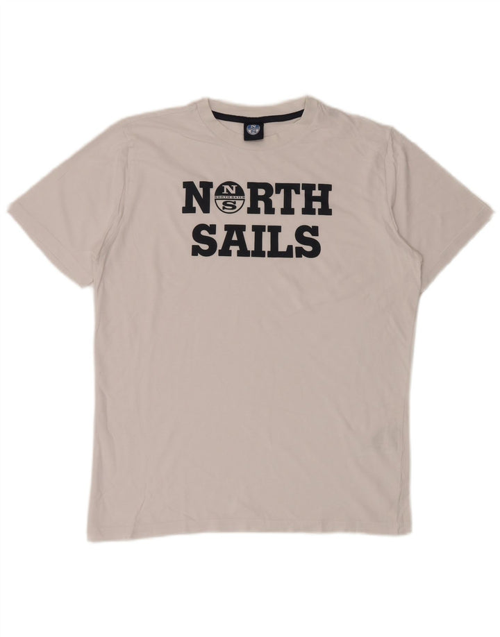 Camiseta masculina North Sails com estampa gráfica pequena de algodão branco