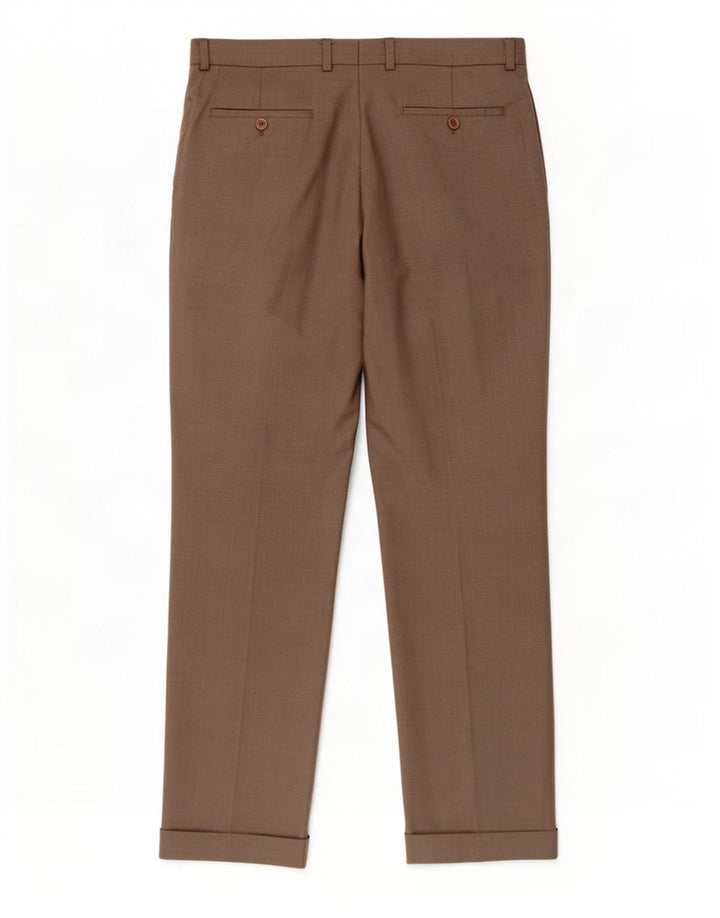 Calça masculina Marks & Spencer com pegged terno W34 L31 lã marrom