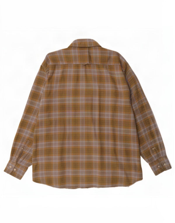 Camisa masculina de flanela Barbour grande algodão xadrez cáqui