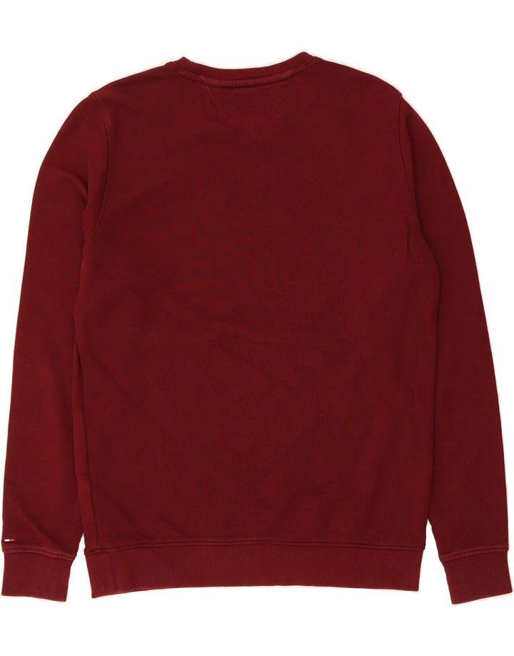 TOMMY HILFIGER Mens Graphic Sweatshirt Jumper Large Maroon Cotton Vintage Tommy Hilfiger and Second-Hand Tommy Hilfiger from Messina Hembry 