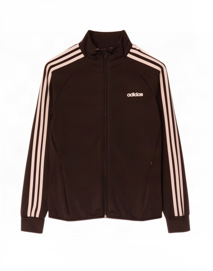 Adidas Womens Climalite Tracksuit Top Jacket UK 8/10 Pequeno Poliéster Preto