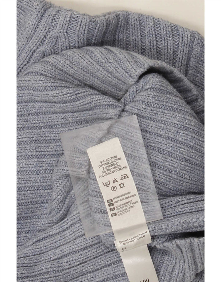 Suéter masculino Marks & Spencer com gola redonda, algodão azul médio