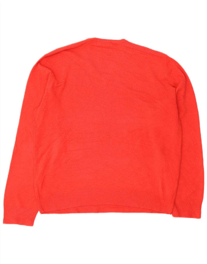 Suéter masculino Marks & Spencer Blue Harbor com decote em V grande acrílico vermelho