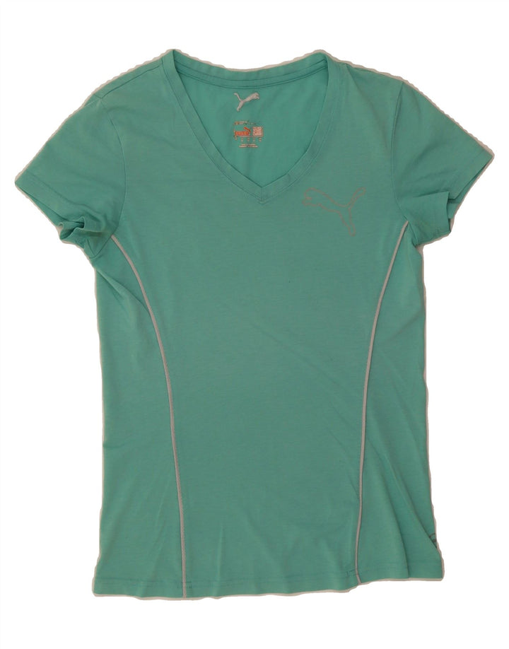 PUMA Womens T-Shirt Top UK 10 Small Green Cotton Vintage Puma and Second-Hand Puma from Messina Hembry 