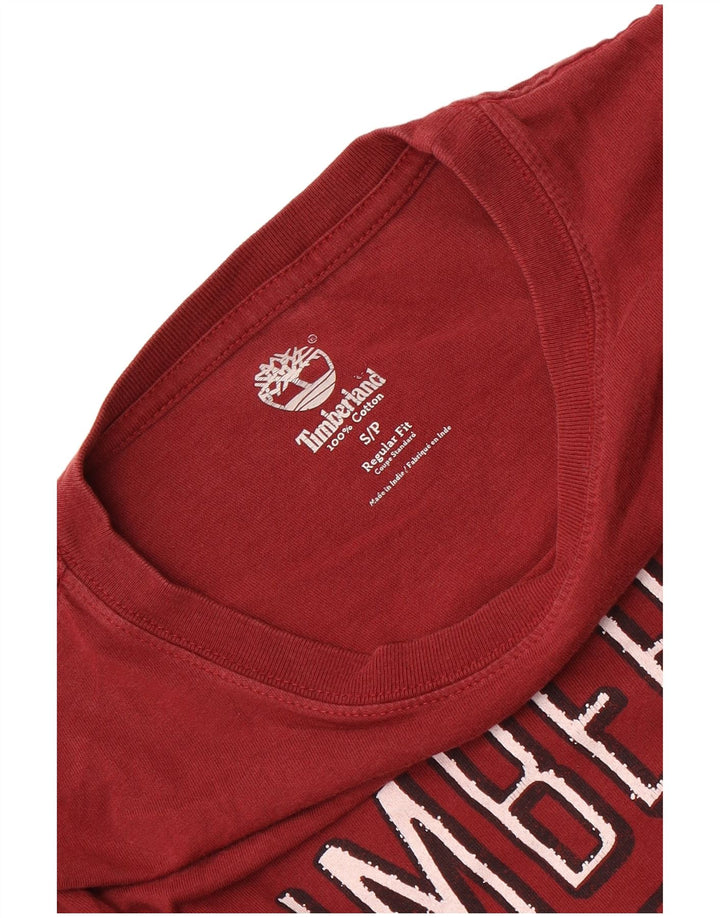 Timberland Mens Regular Fit Graphic Top Manga Longa Pequeno Algodão Vermelho