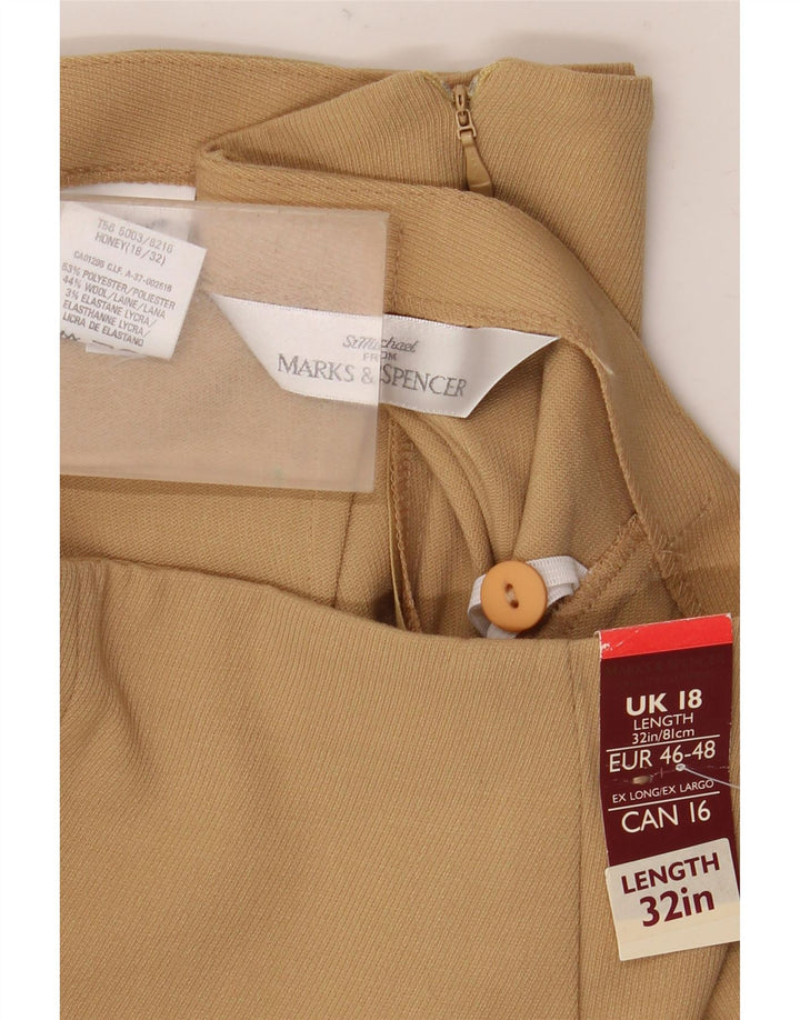 Saia lápis feminina Marks & Spencer Reino Unido 18 XL W34 poliéster bege