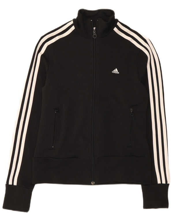 Adidas Womens Tracksuit Top Jacket UK 14 Médio Preto Poliéster