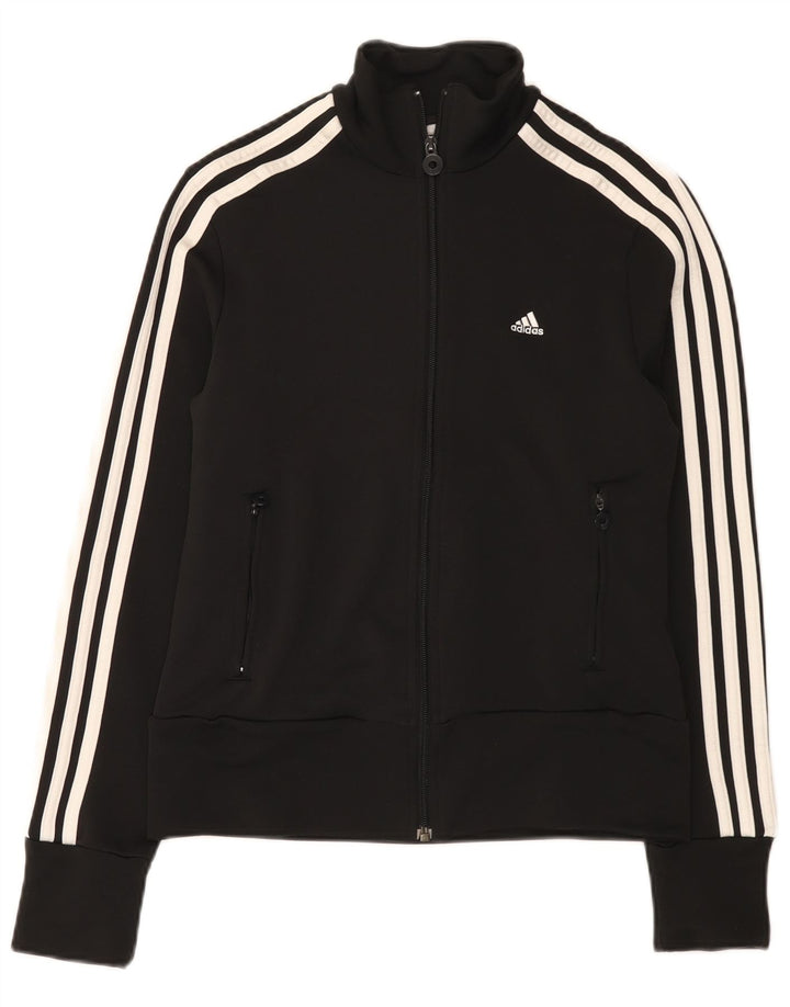 Adidas Womens Tracksuit Top Jacket UK 14 Médio Preto Poliéster