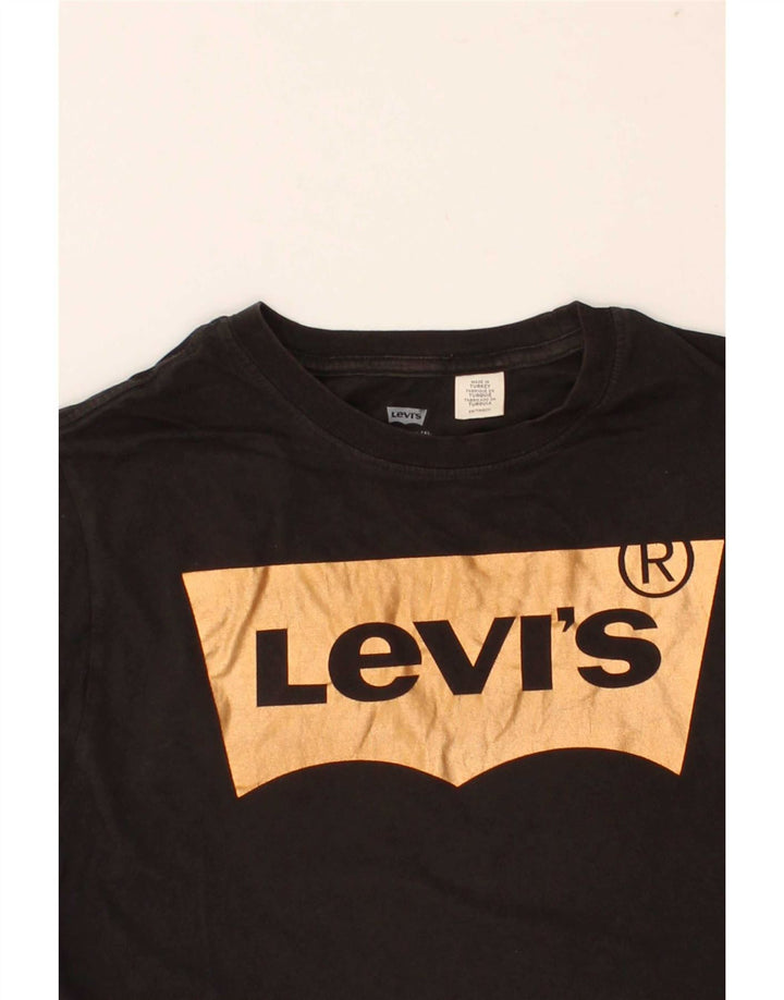 LEVI'S Womens Crop Graphic T-Shirt Top UK 6 XS Black Vintage Levi's and Second-Hand Levi's from Messina Hembry 