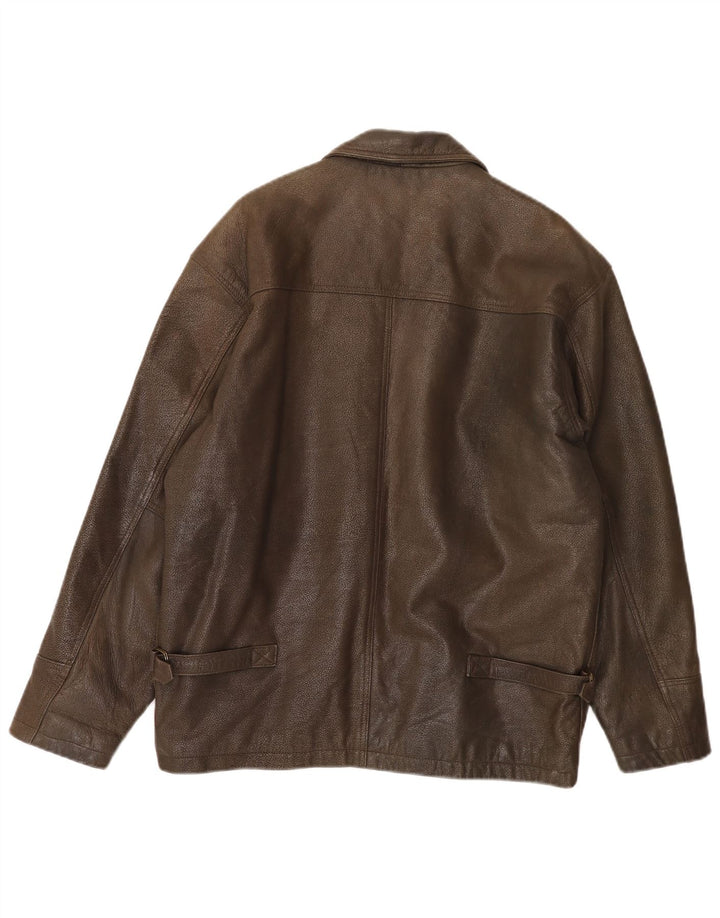 Jaqueta de couro masculina vintage Reino Unido 38 couro cáqui médio
