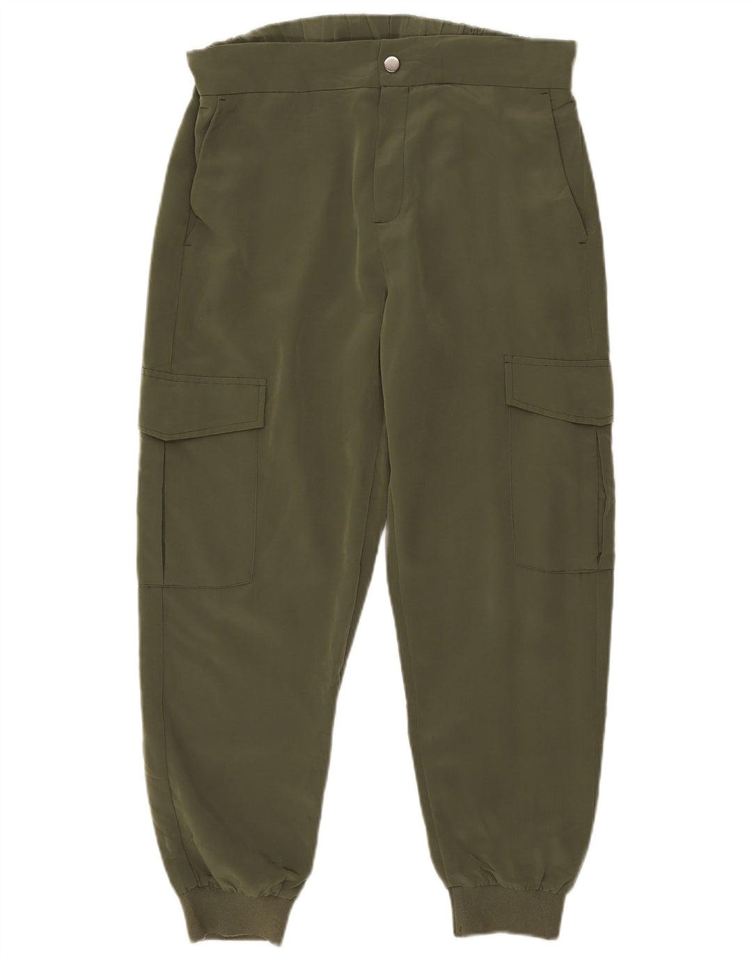 Calça cargo feminina de cintura alta French Connection Reino Unido 12 médio W34 L27 Kha