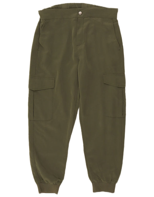 Calça cargo feminina de cintura alta French Connection Reino Unido 12 médio W34 L27 Kha