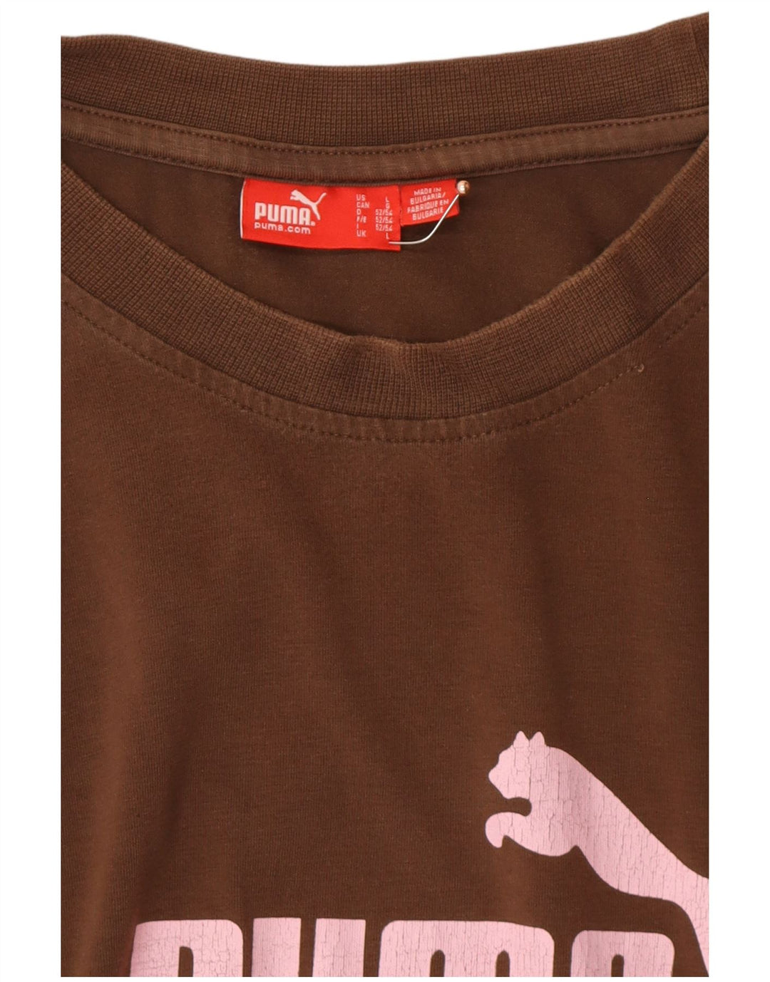 Camiseta masculina PUMA com estampa gráfica grande marrom