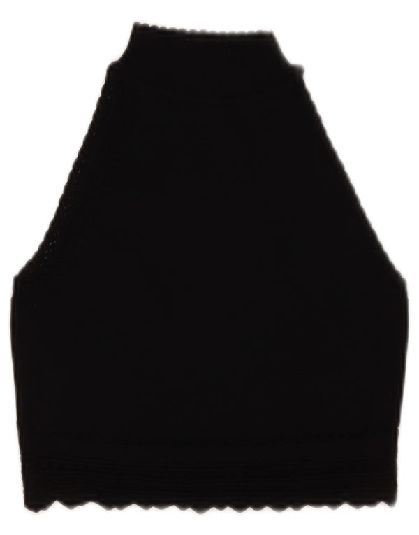 Zara Womens Crop Vest Regata Reino Unido 8 Pequeno Preto