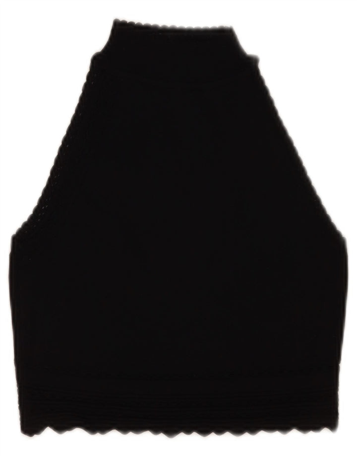 Zara Womens Crop Vest Regata Reino Unido 8 Pequeno Preto