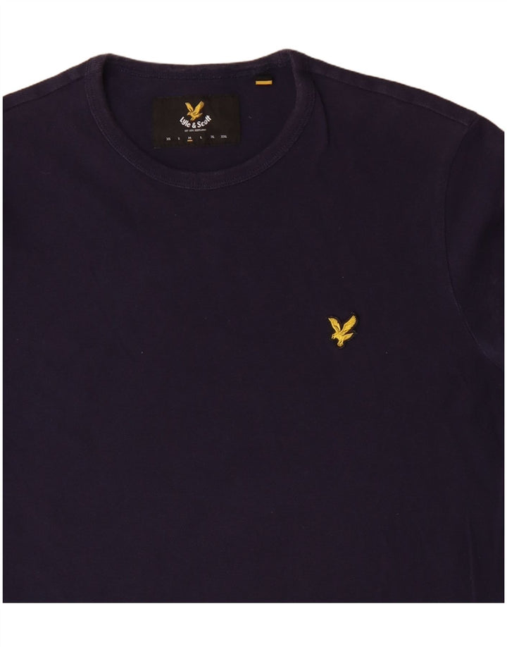 Camiseta masculina Lyle & Scott Top médio algodão azul marinho