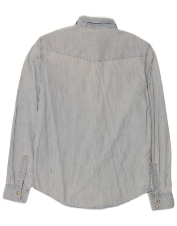 Camisa jeans masculina Zara azul médio