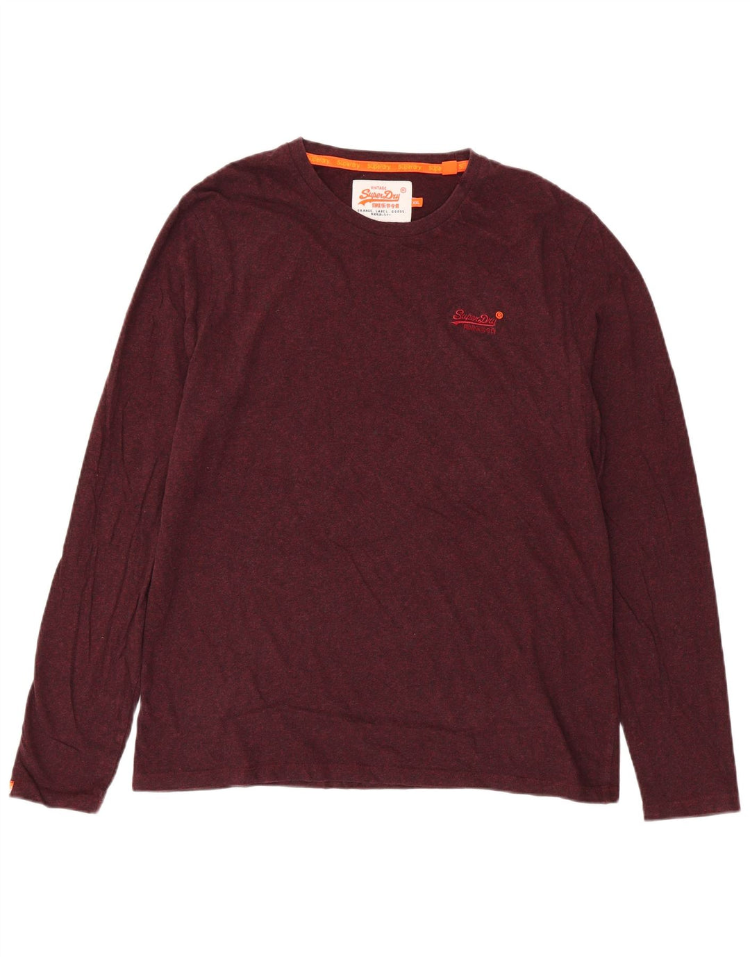 Superdry Mens Top Manga Longa 2XL Algodão Borgonha