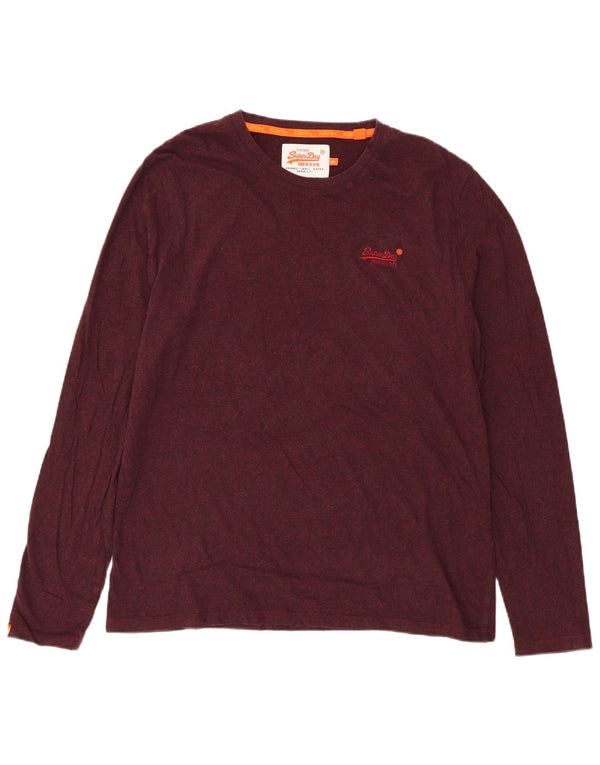 Superdry Mens Top Manga Longa 2XL Algodão Borgonha