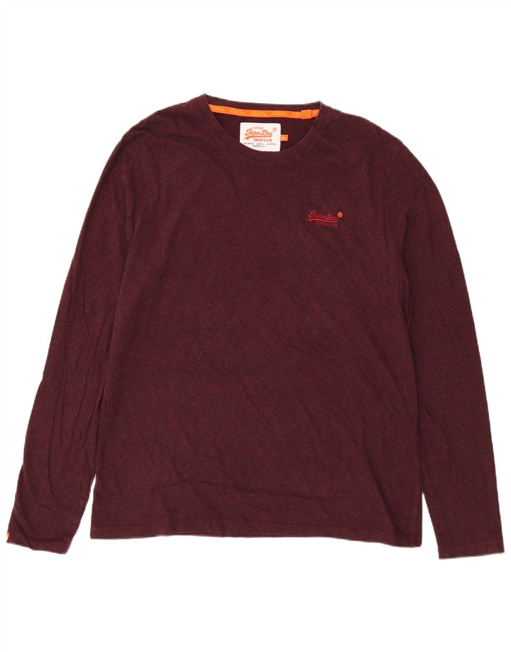 Superdry Mens Top Manga Longa 2XL Algodão Borgonha