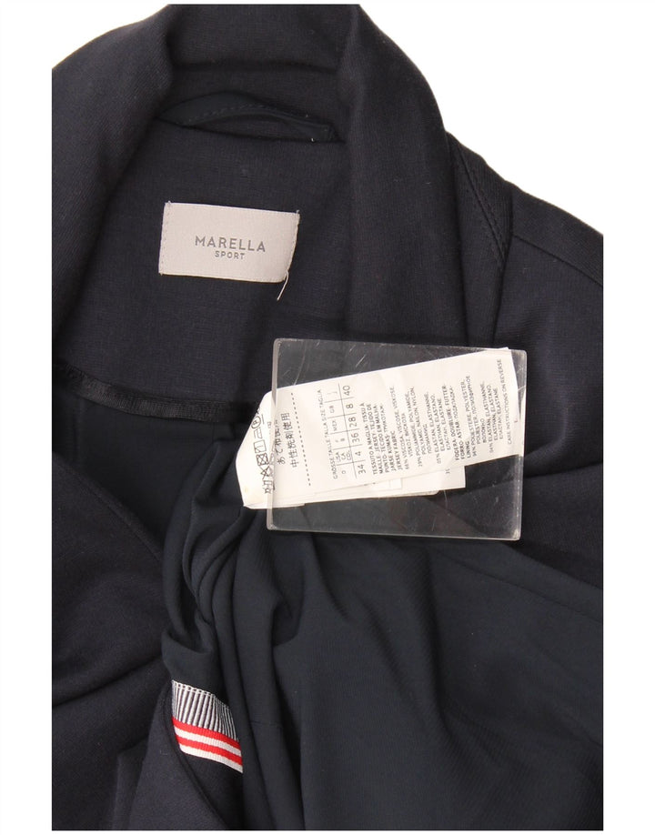 Jaqueta blazer feminina Marella com 1 botão Reino Unido 8 pequena azul marinho viscose