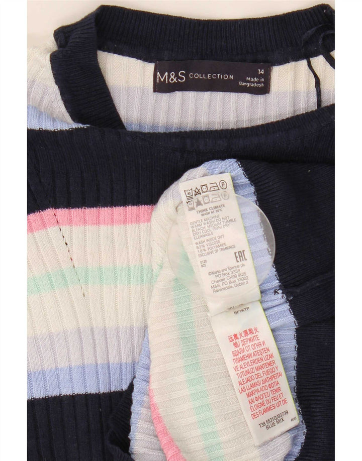 Suéter feminino Marks & Spencer com gola canoa Reino Unido 14 médio azul marinho