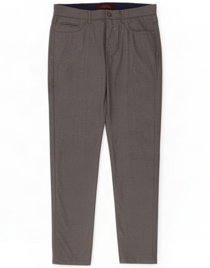 Zara Mens Slim Casual Calças EU 40 Médio W31 L30 Cinza Poliéster