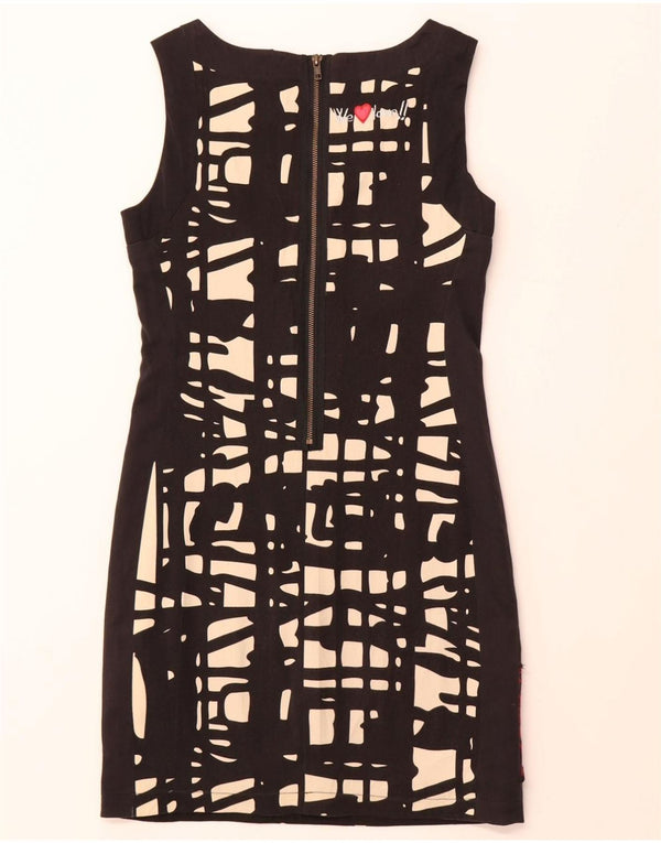 DESIGUAL Vestido feminino com bainha com padrão abstrato UE 38 médio preto
