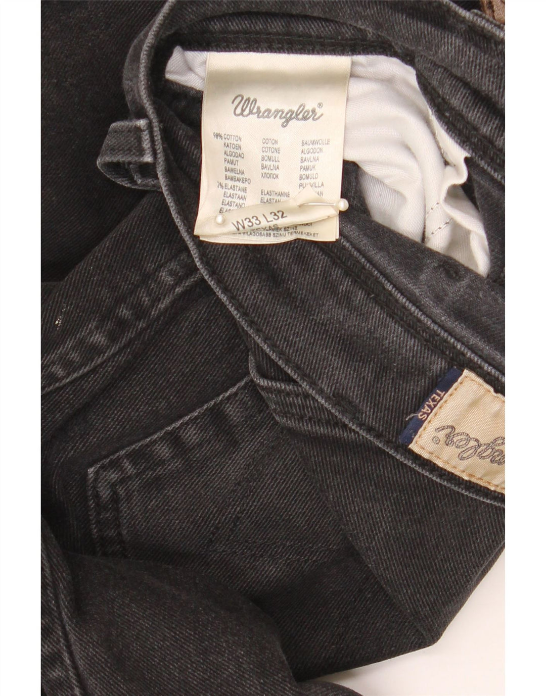 Wrangler Masculino Texas Straight Jeans W33 L32 Algodão Preto