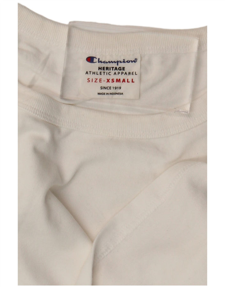 Camiseta feminina CHAMPION Heritage Crop grande tamanho UK 6 XS branco