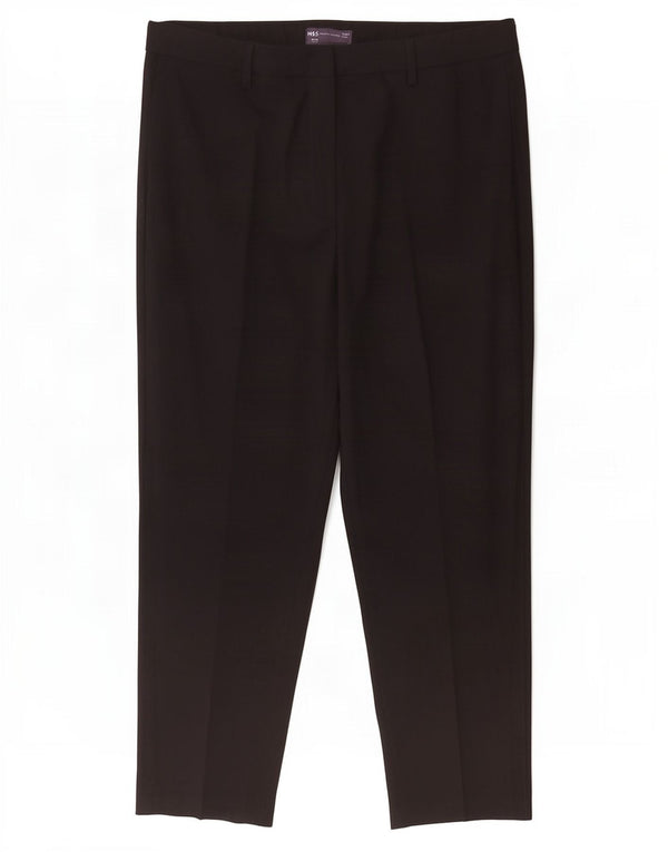 Calça feminina Marks & Spencer de cintura alta cortada UK 18 XL W36 L24 preta